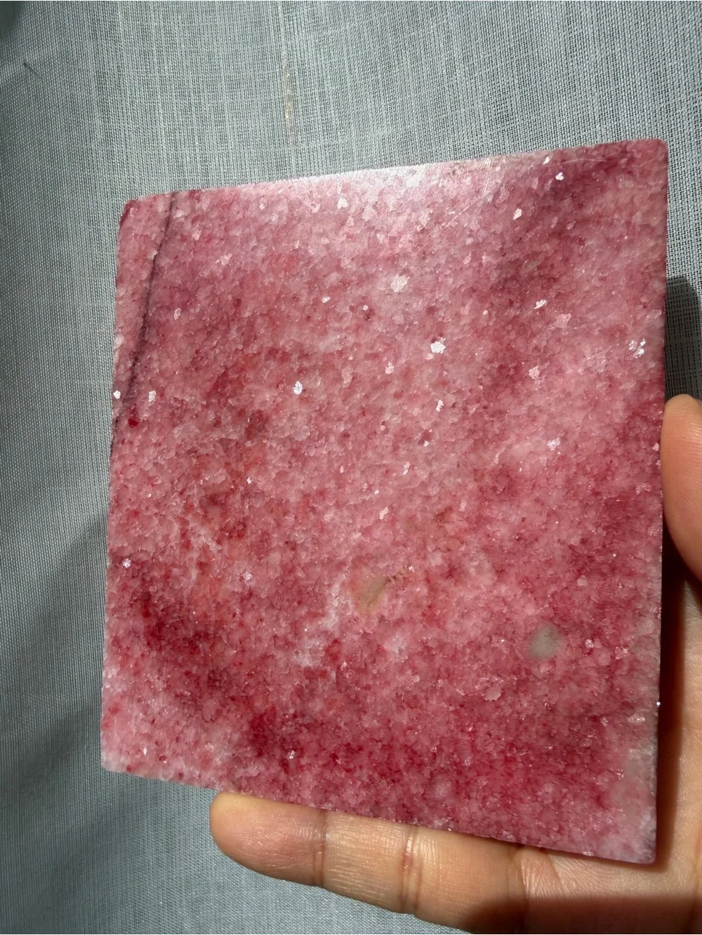 Beautiful new Thulite pink crystal slab stone decor